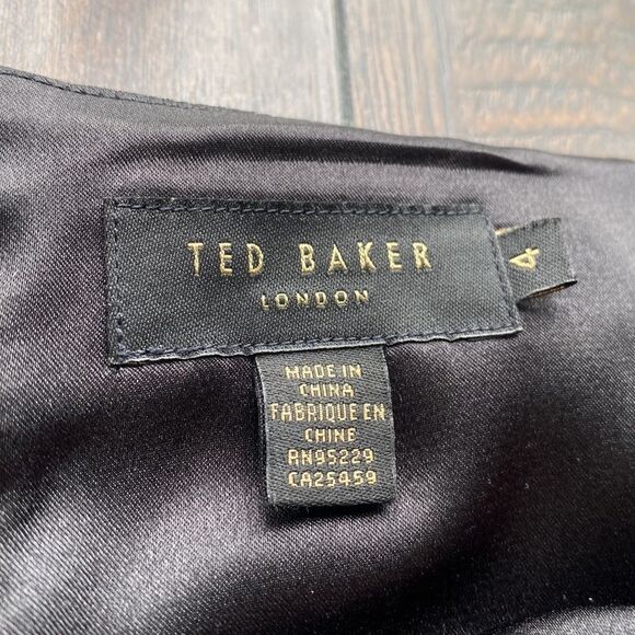 Ted Baker London Comfort Stretch Pencil Skirt front slit size 4 GUC - Picture 5 of 9